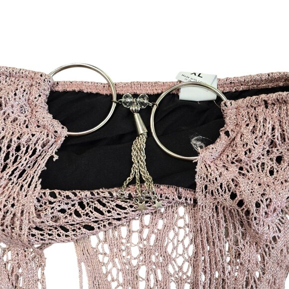 Pink & Black Fringe Bikini bottom With Ring Details XL By Bella & Blue 96% Nylon - Picture 4 of 10